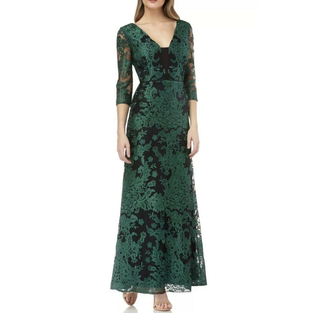 NEW JS Collections Embroidered Lace 3/4 Sleeves Gown Size 4